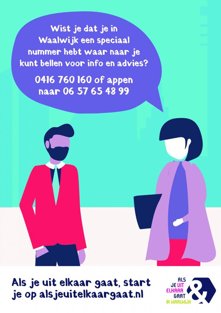 Flyer met telefoonnummer Alsjeuitelkaargaat Waalwijk